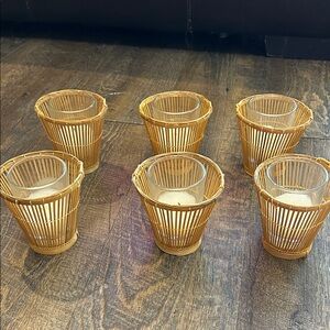 Set‎ of 6 Lillian Veran Bamboo Candle Holders Nautical Coastal